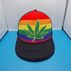 Medical Cannabis Weed Trucker Hat Marijuana Pot Leaf 420 Black Snapback Cap